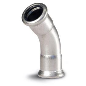 Bocht RVS, 45°, 15 x 15 mm