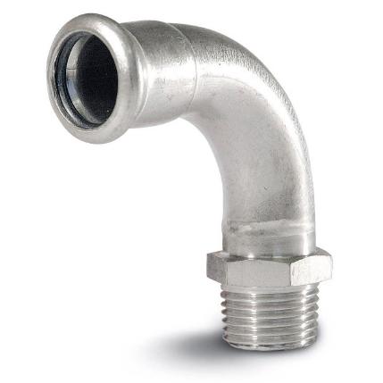 Bocht RVS, 90°, 1/2" bu x 15 mm