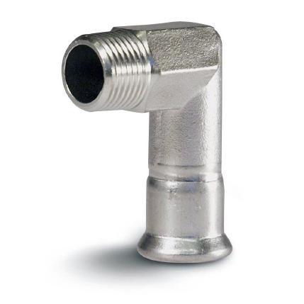 Knie RVS, 1/2" bu x 15 mm