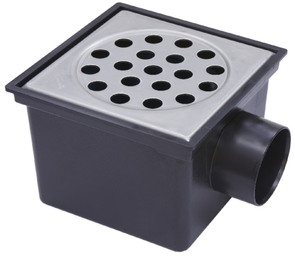 Recycle ABS/RVS afvoerput met zijuitlaat