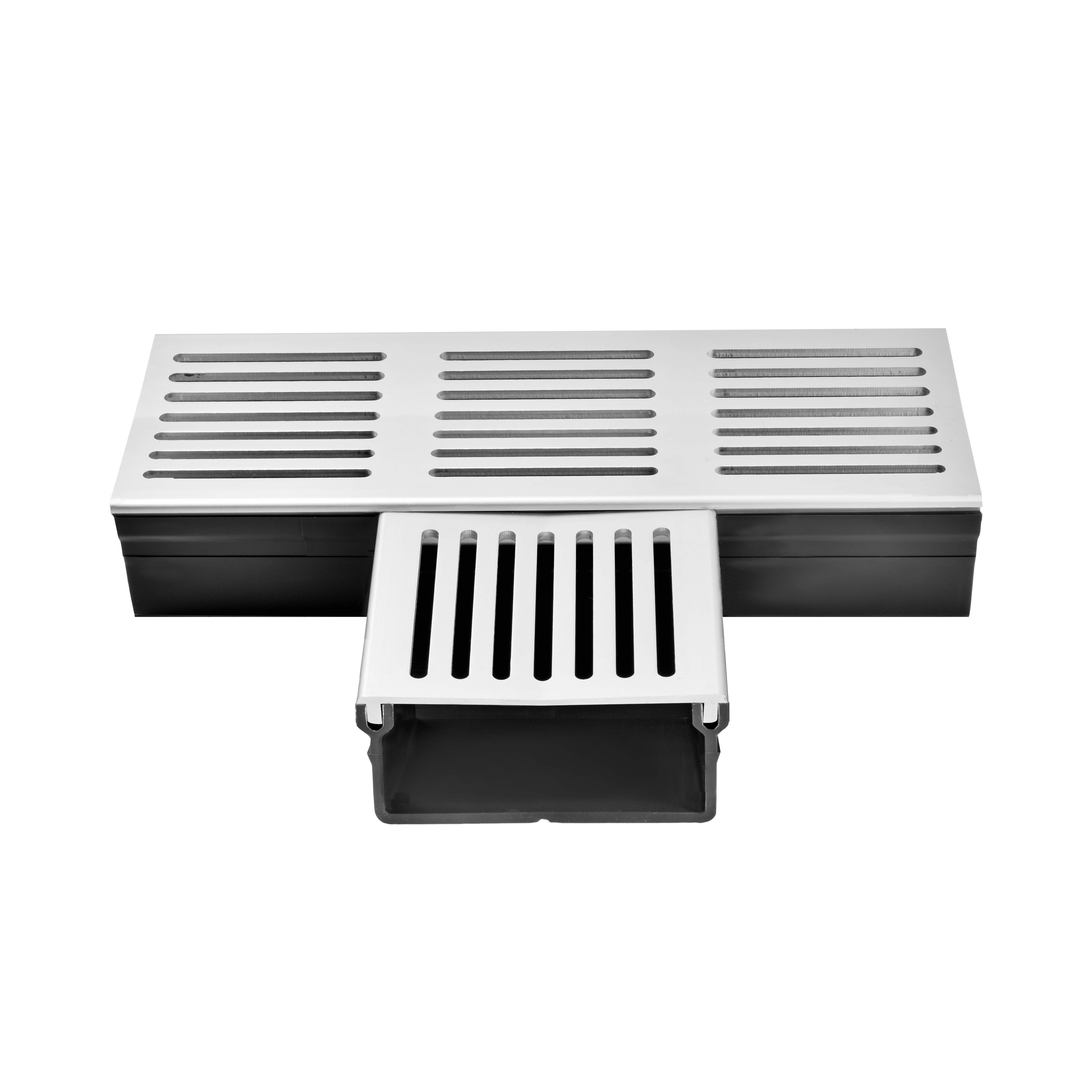 Designgoot 100x50 t-stuk grijs alu