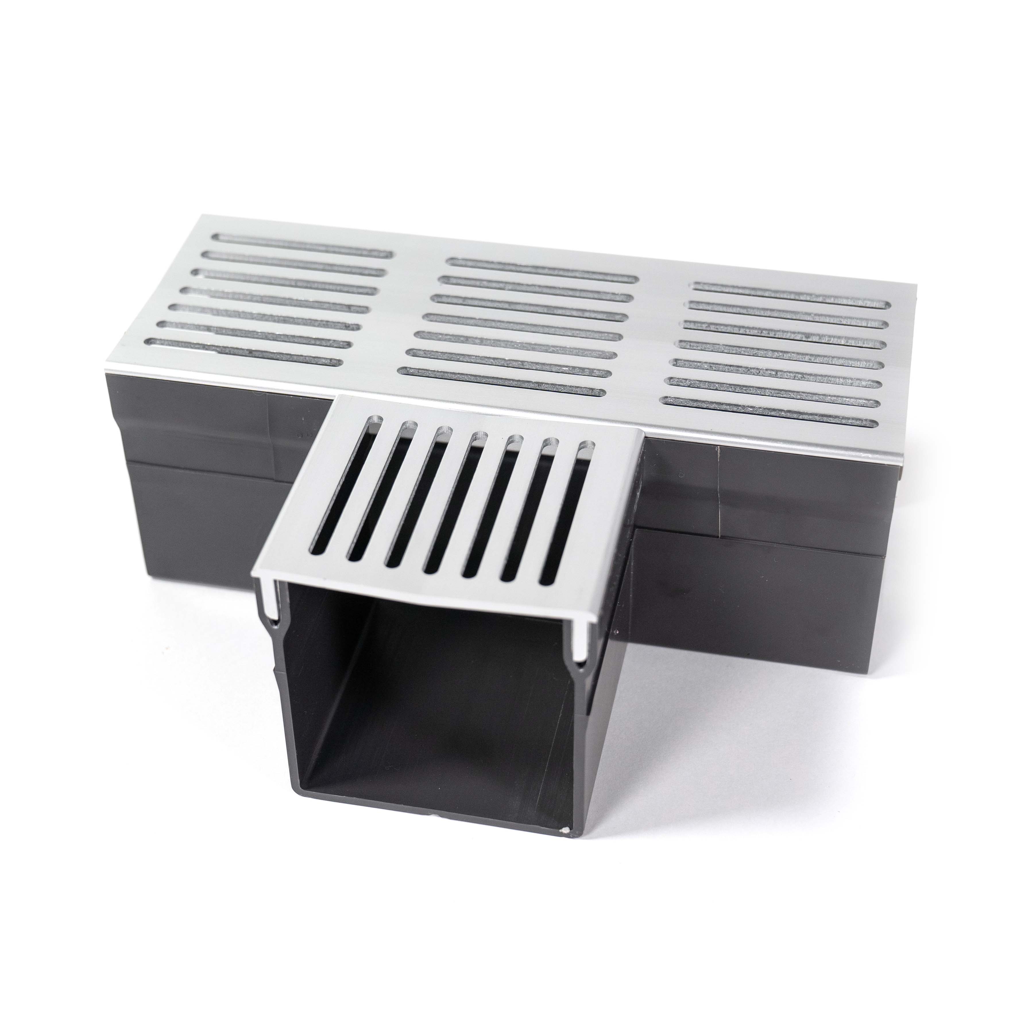 Designgoot 100x100 t-stuk grijs alu