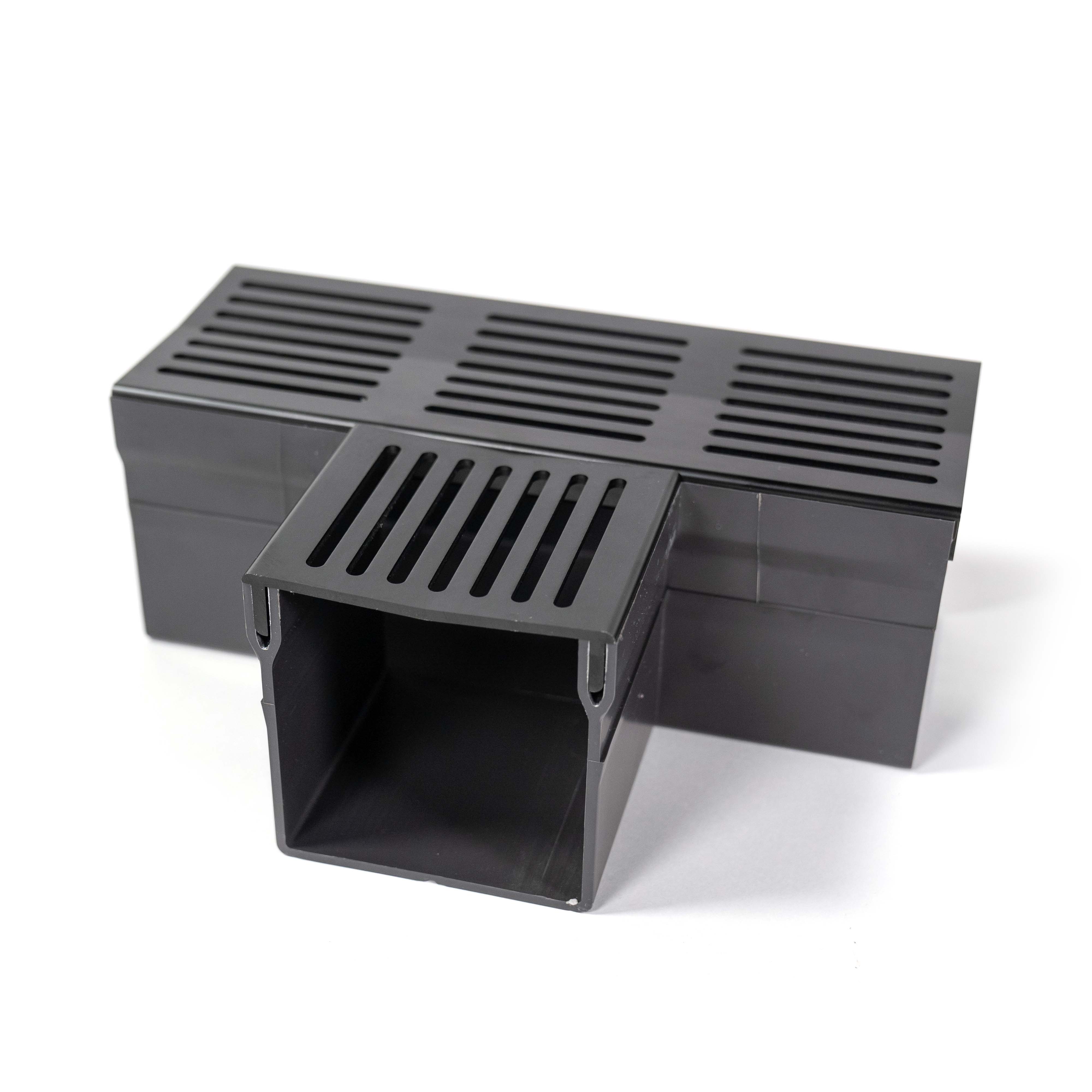 Designgoot 100x100 t-stuk zwart alu