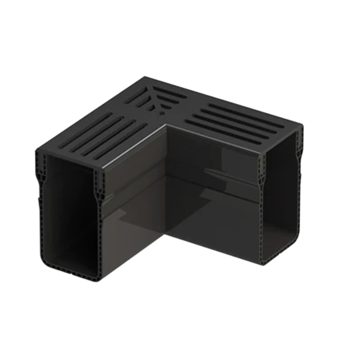 Designgoot 65x100 hoekstuk zwart alu