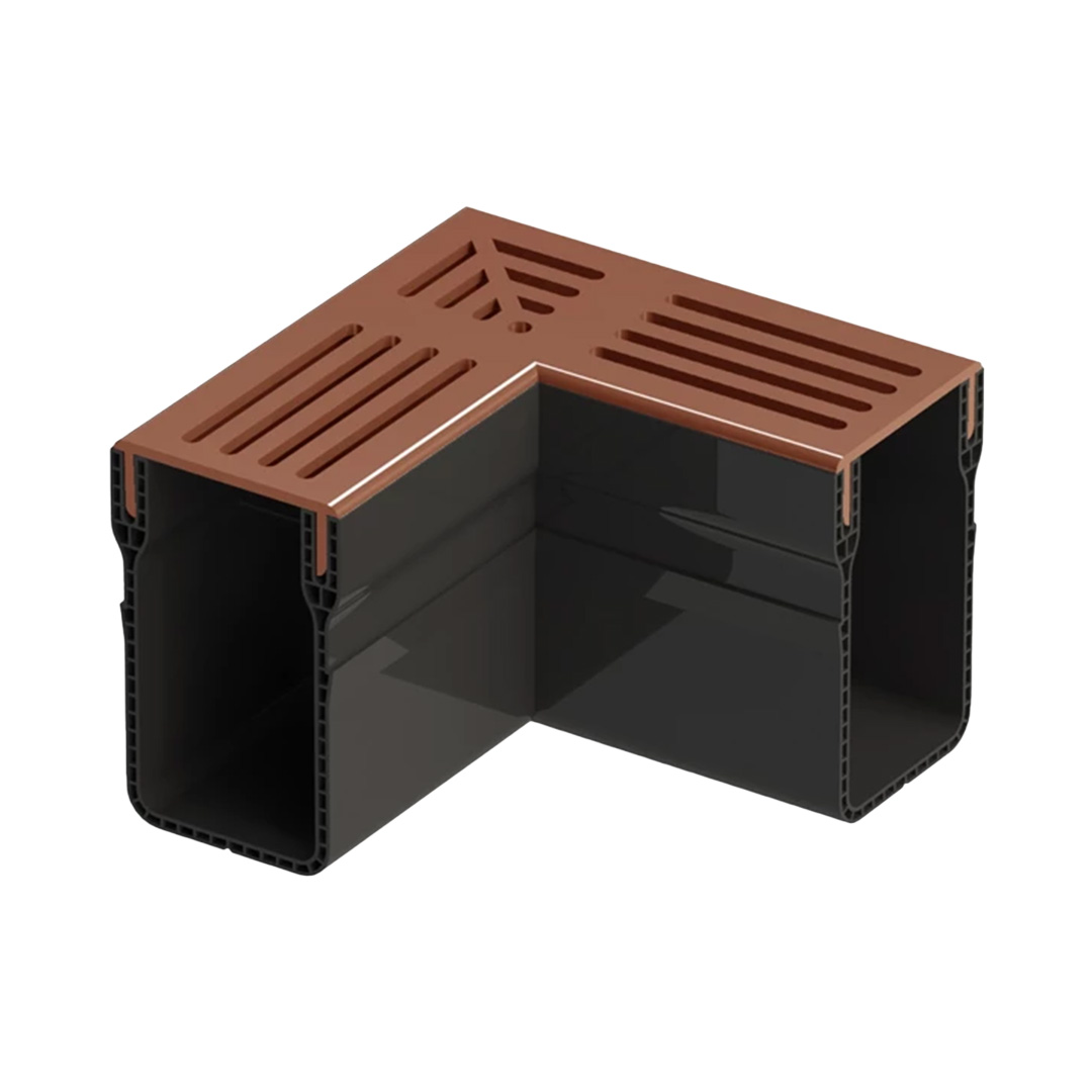 Designgoot 65x100 hoekstuk corten staal