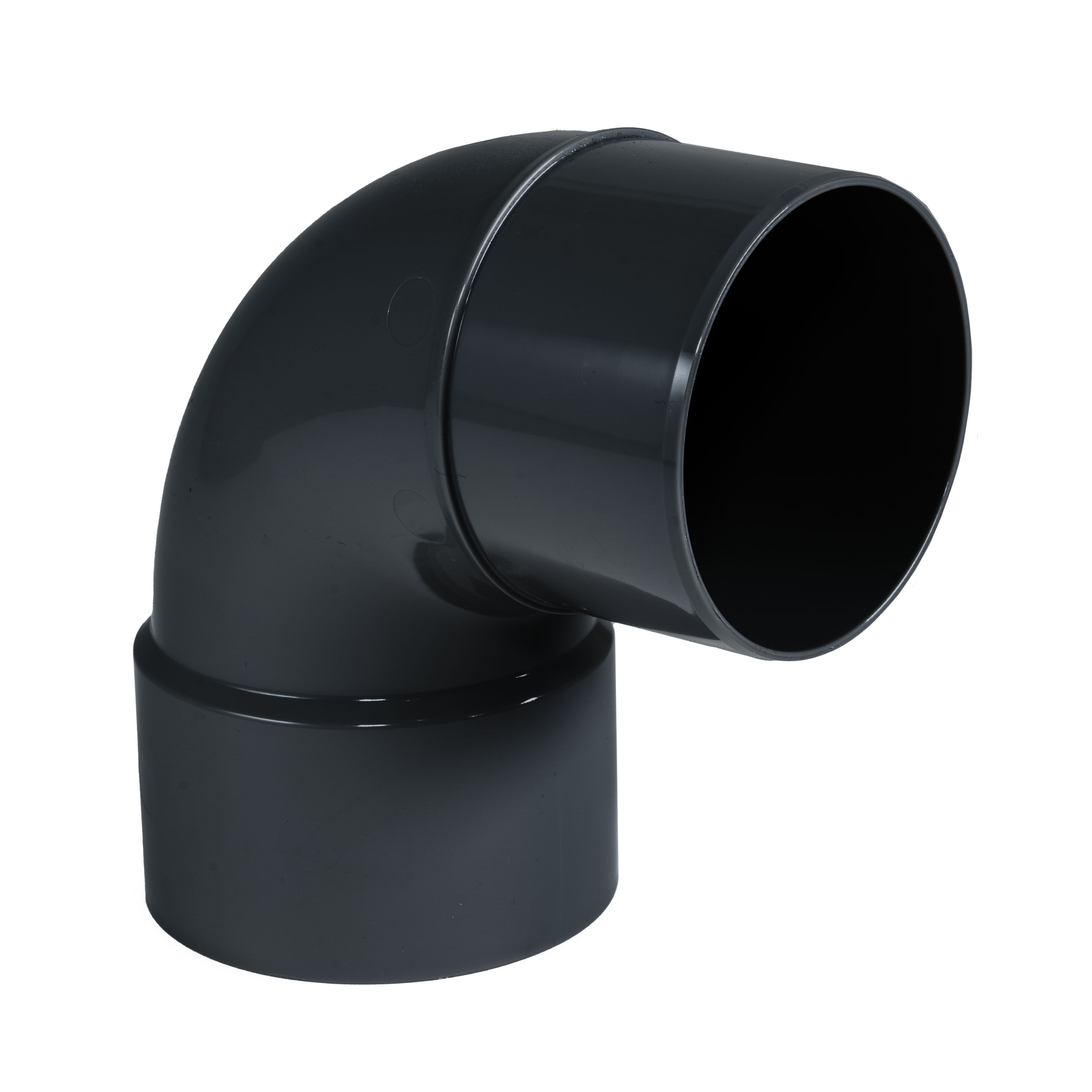 Bocht PVC 87GR, 80 x 80 mm, MxVS, Zwart