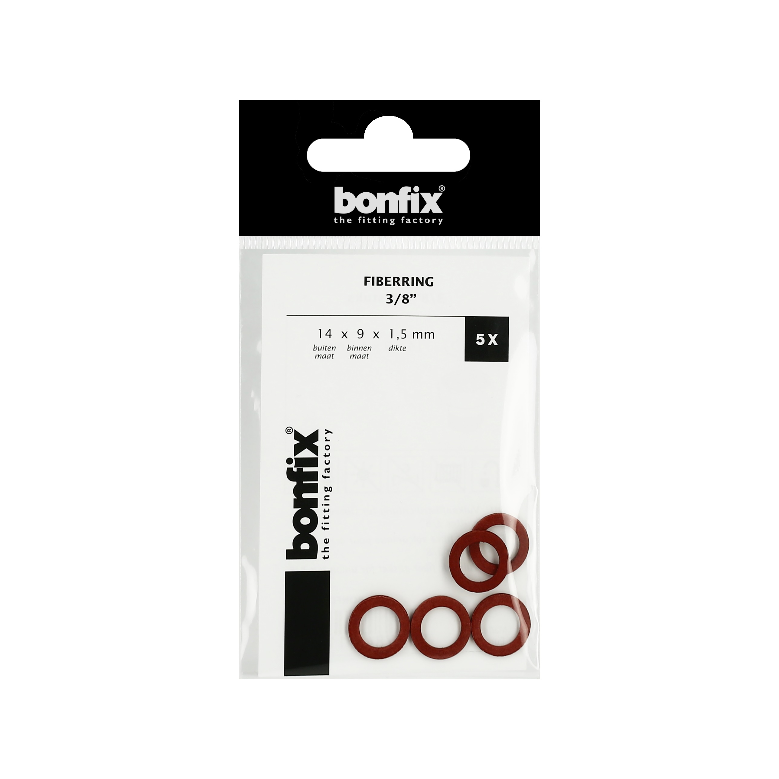 Fiberring 3/8", zakje á 5 stuks