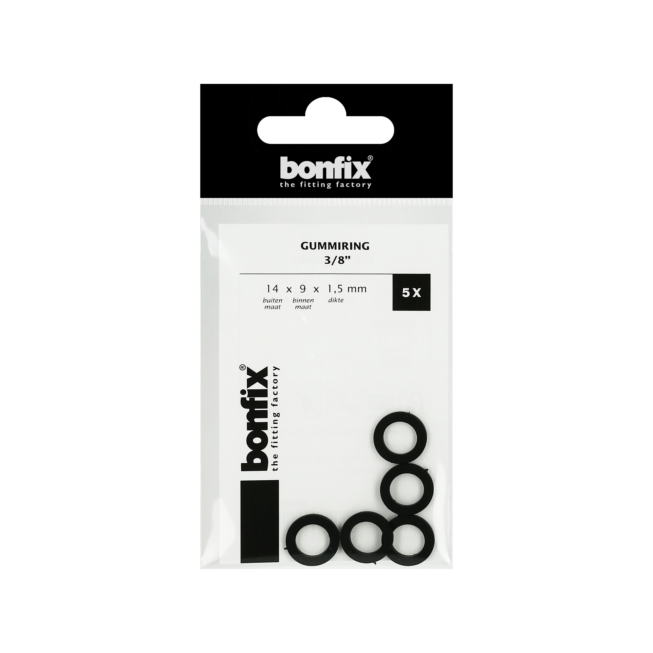 Gummiring 3/8", zakje á 5 stuks