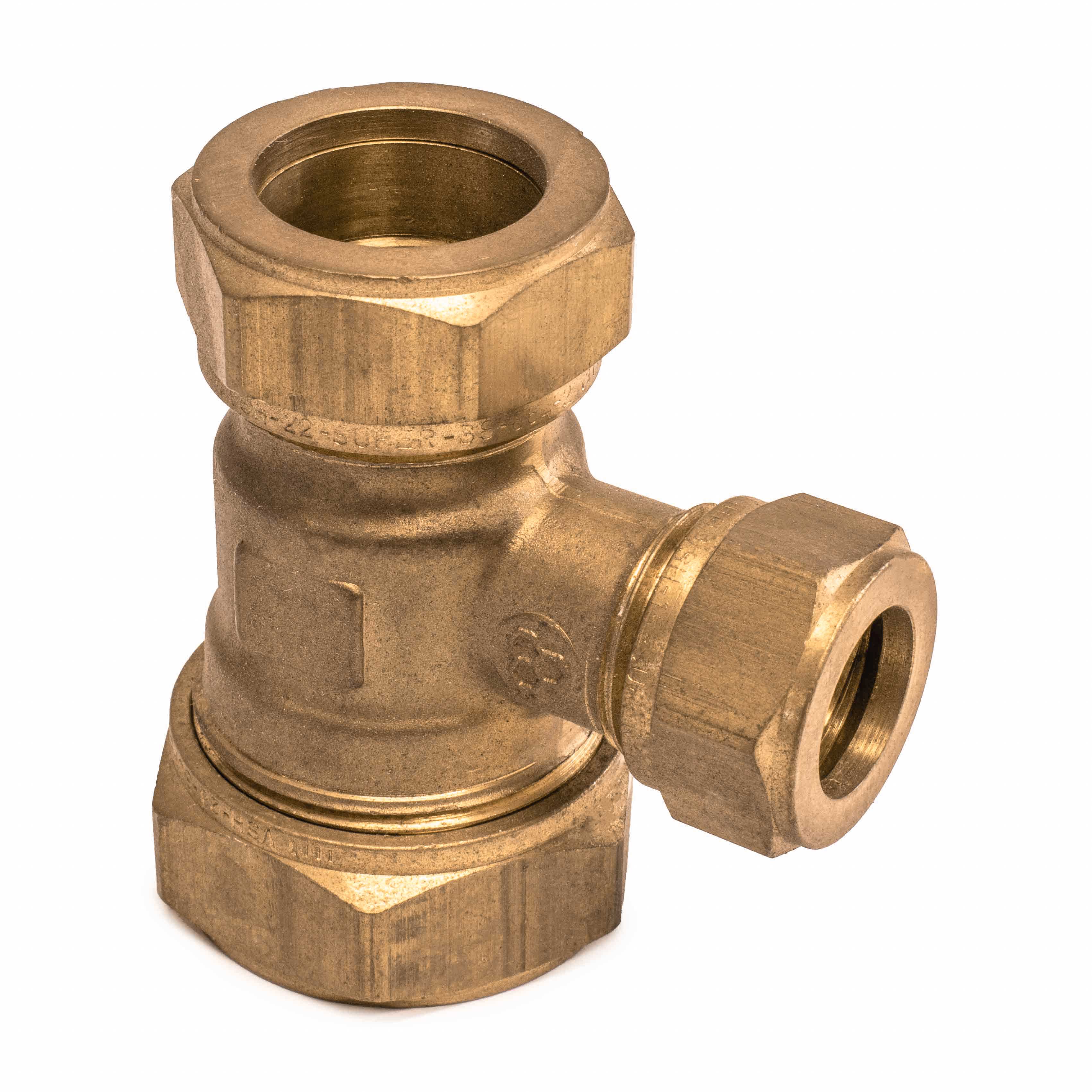 T-stuk messing, 12 x 15 x 12 mm, 3x knel