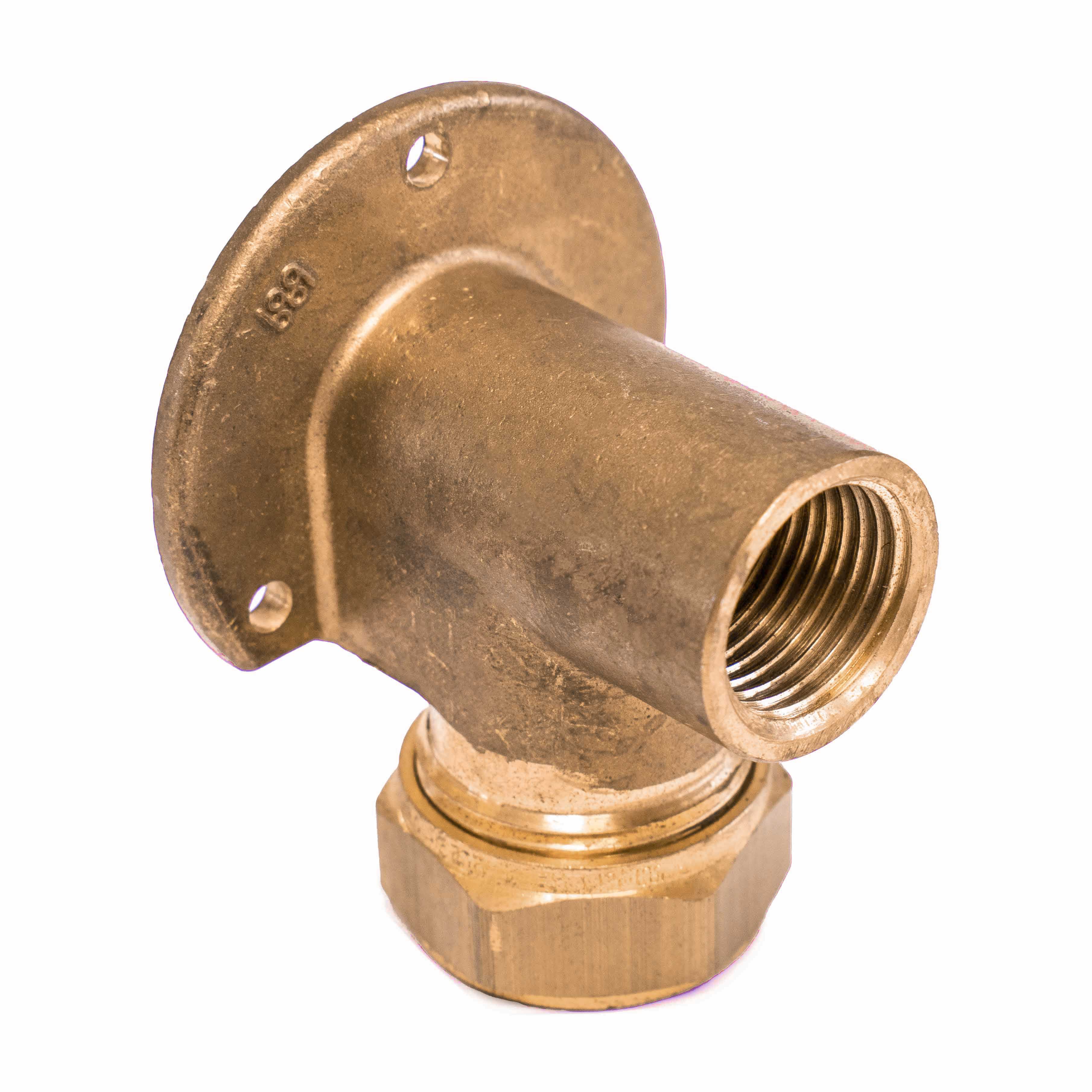 Muurplaat messing, 1/2" x 12 mm bi