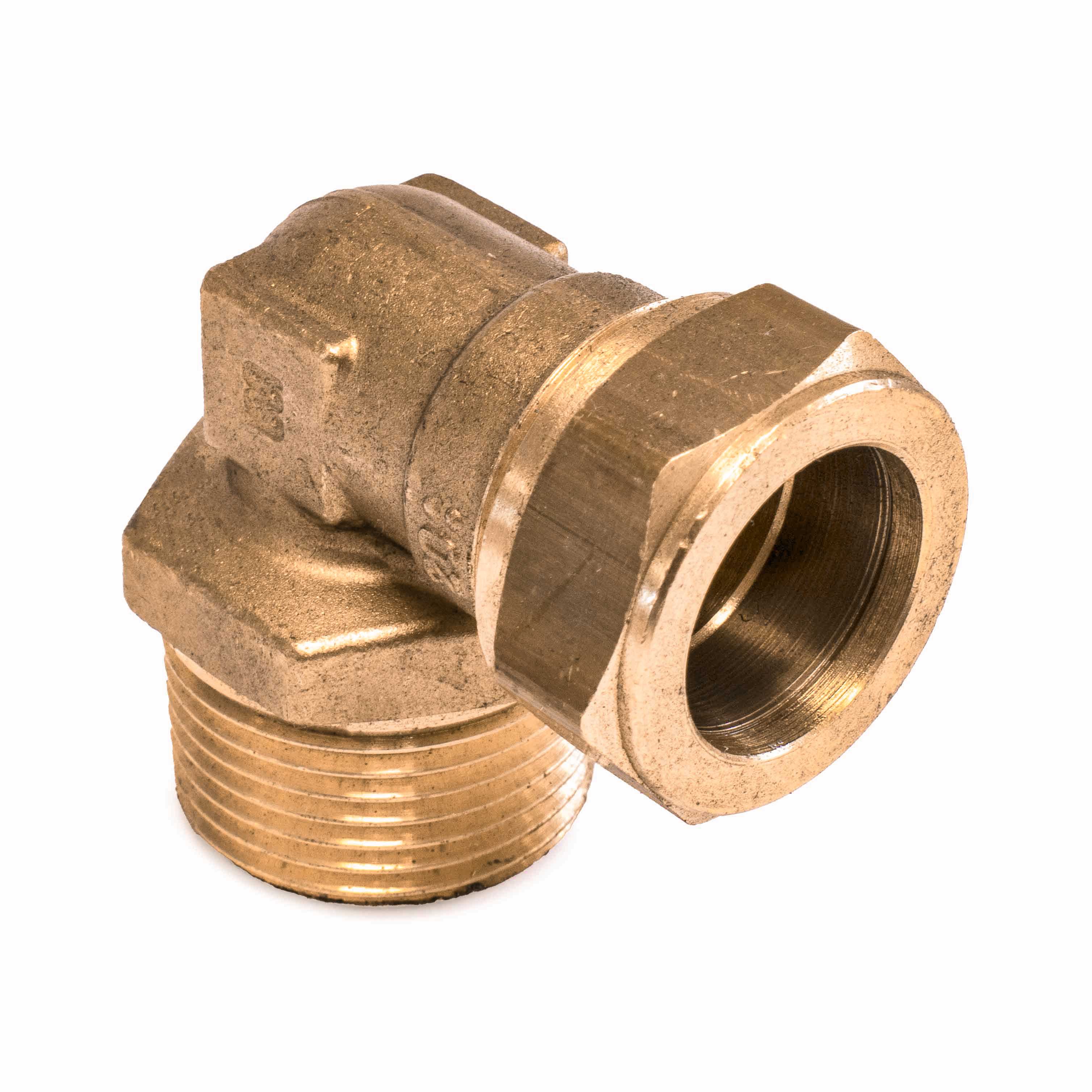 Knie messing, 3/8" bu x 12 mm