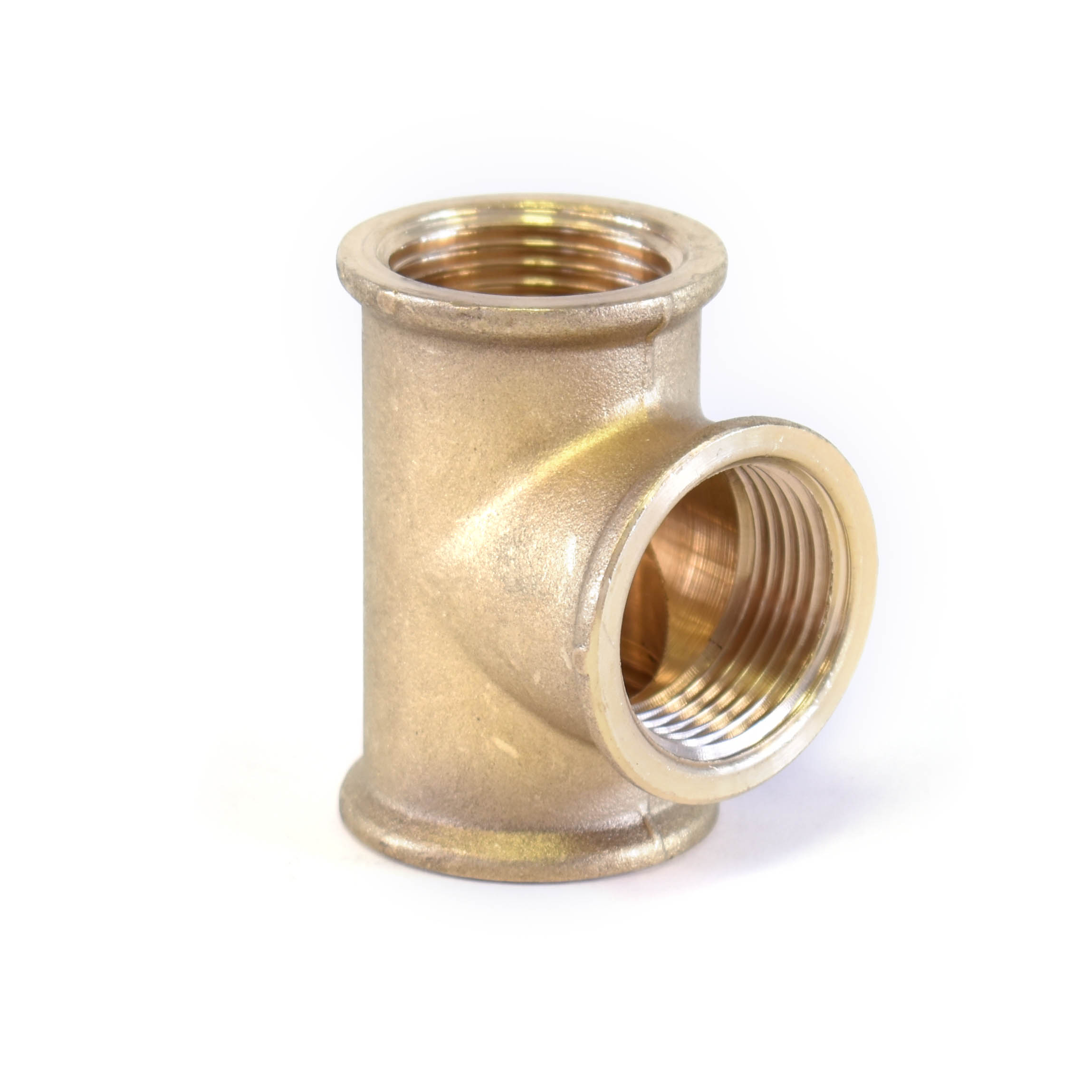 T-stuk messing 1/4, 3x bi-dr.