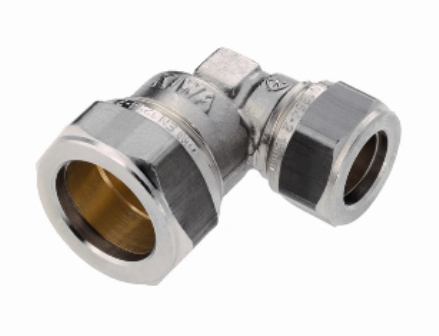 Verloopknie messing, 12 x 10 mm, 2x knel