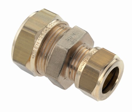 Overschuifkoppeling messing, 12 x 10 mm