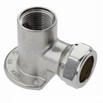 Muurplaat messing vernikkeld, ½" x 15 mm