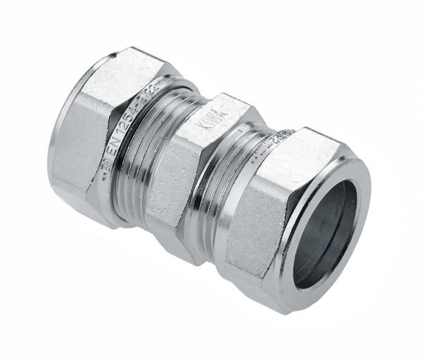 Koppeling recht messing, 10 x 10 mm, nik