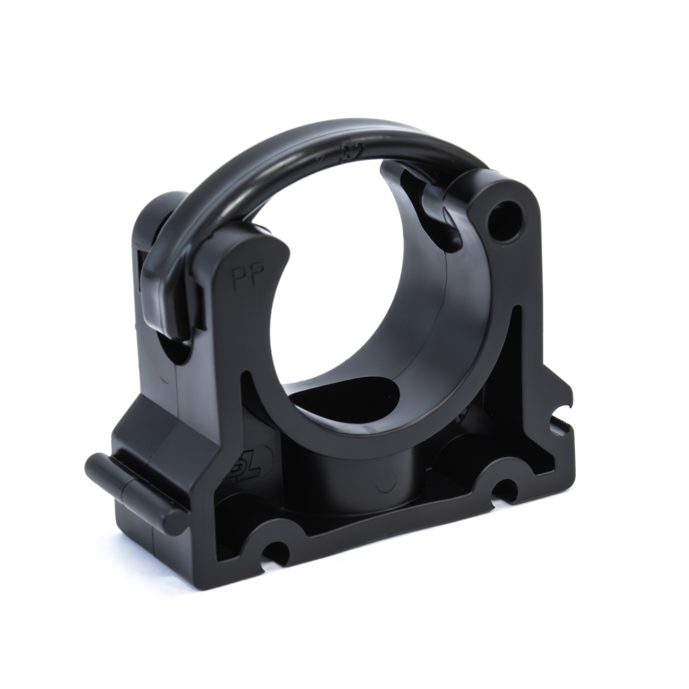 Buisklem PP met beugel, 32 mm, zwart