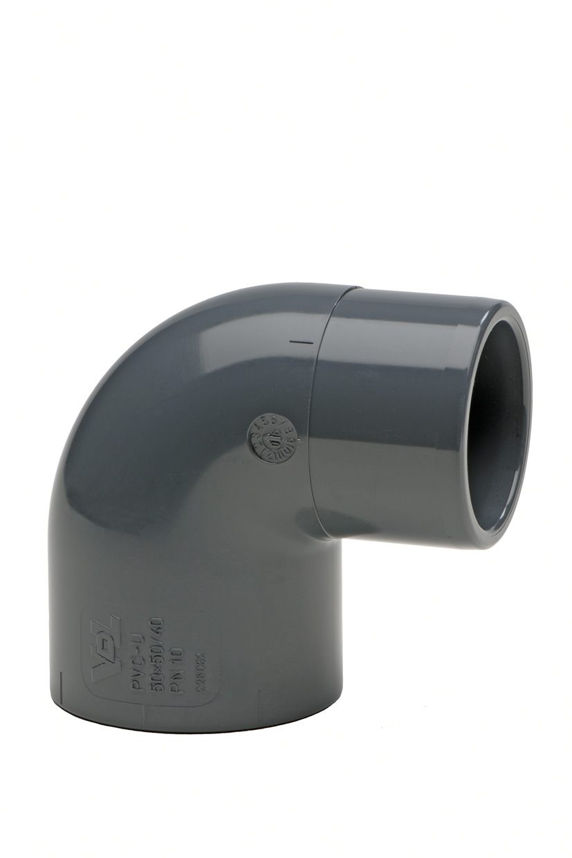 Verloopknie PVC 90GR, 40 x 32 mm, PN10