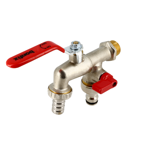 Dubbele Tapkogelkraan messing 1/2, PN16