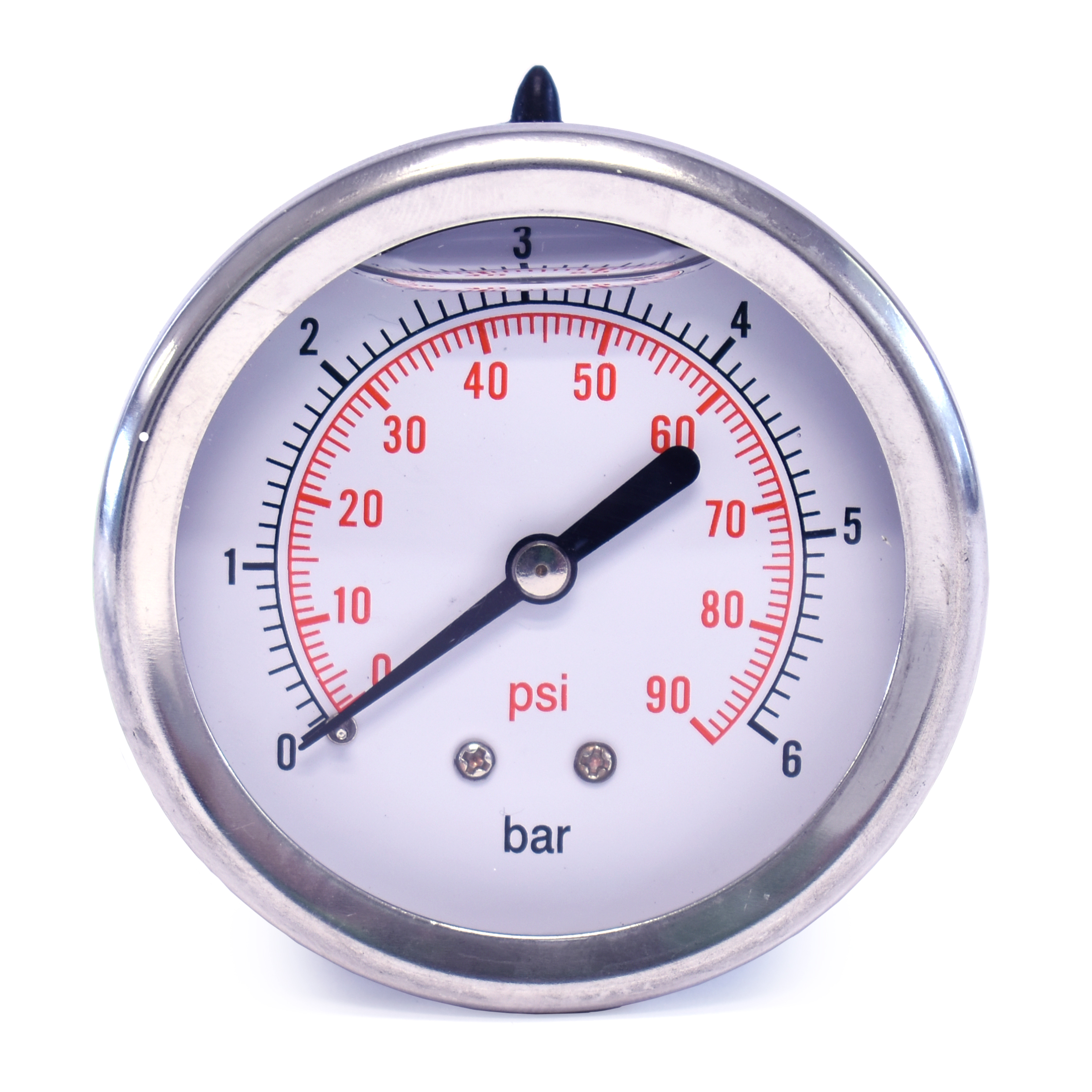 Manometer (nat) 1/4" acht.aansl. 0/6