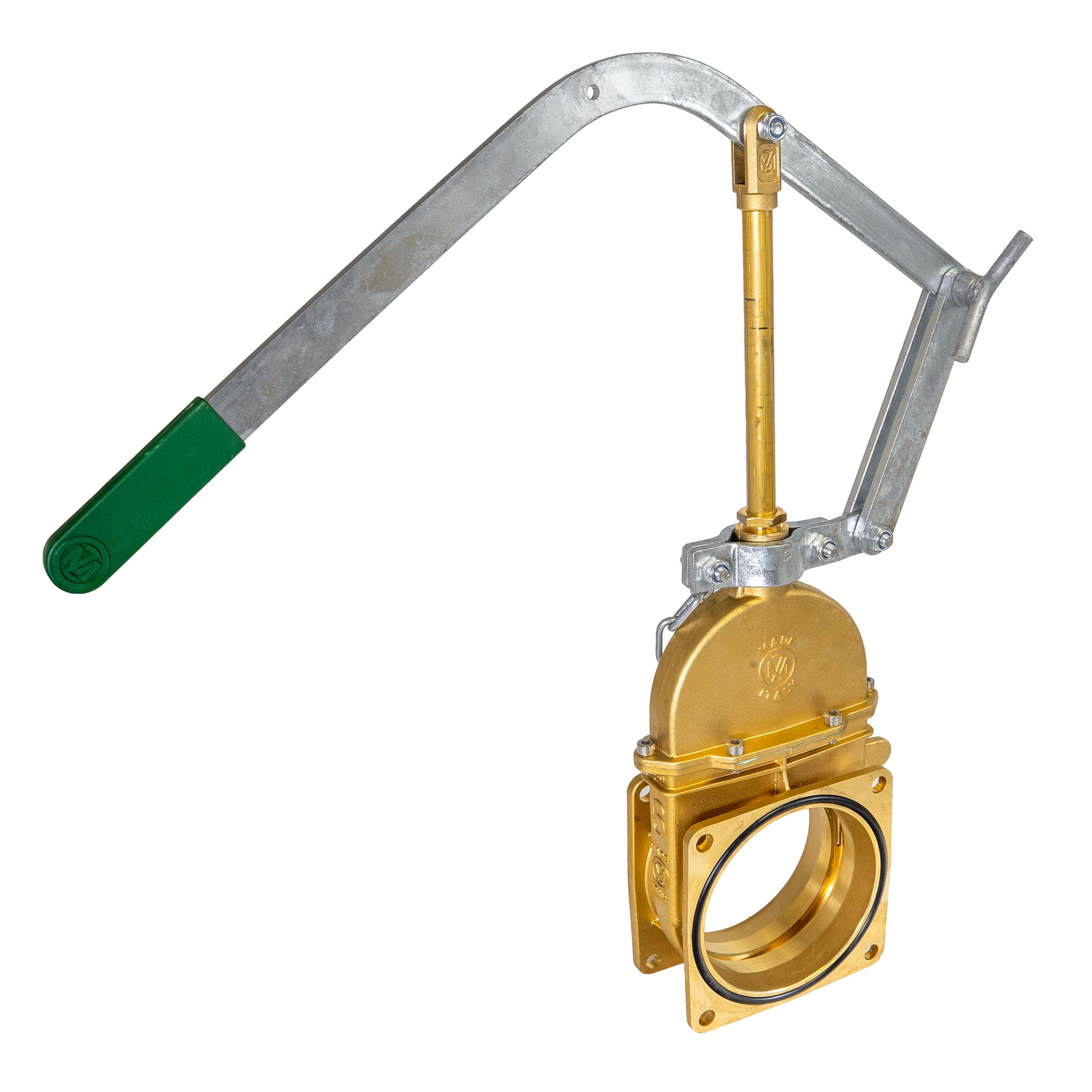 6'' Messing schuifafsluiter + hevel