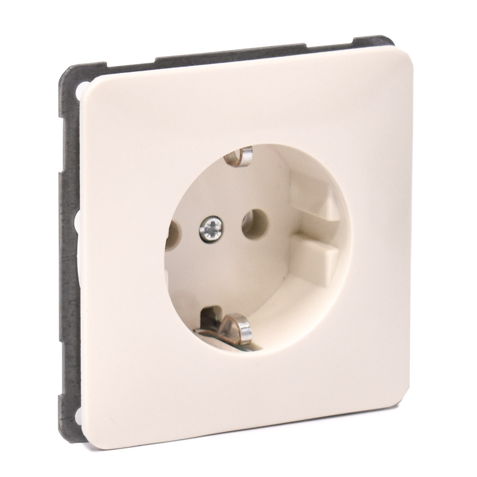 Wandcontactdoos inbouw aarde, 1-v crème
