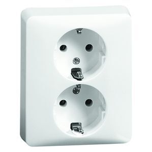 Wandcontactdoos inbouw, 2-v, aarde,créme