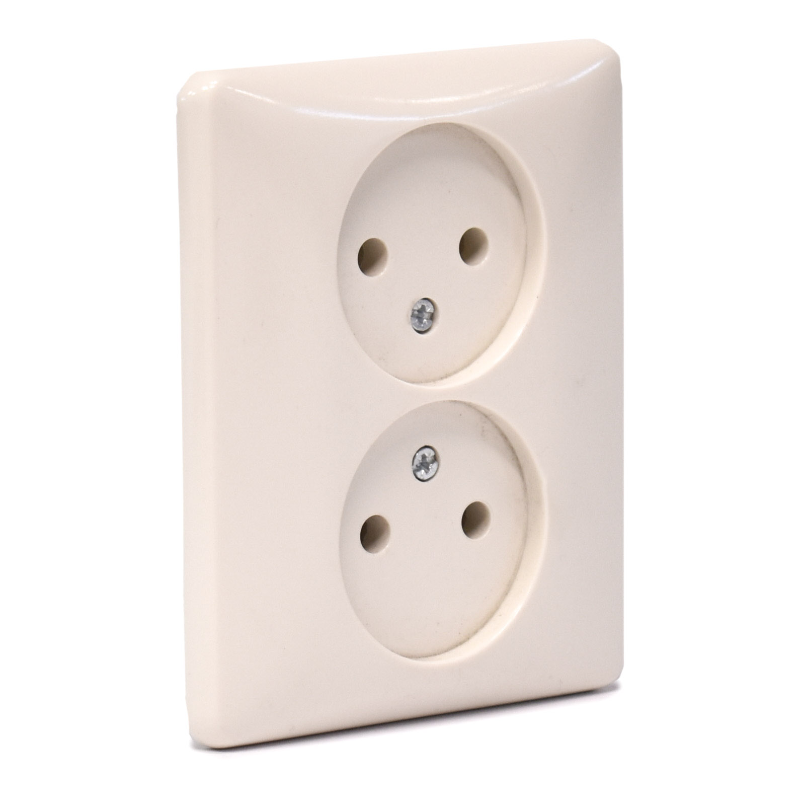 Wandcontactdoos inbouw, 2-v crème