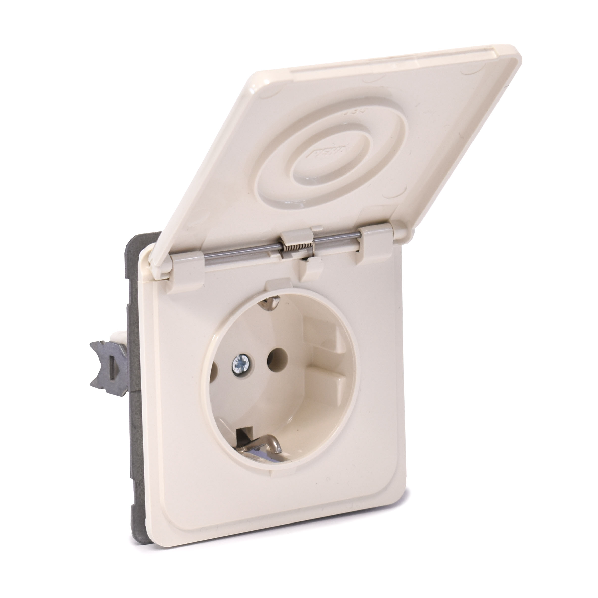 Wandcontactdoos inbouw deksel, 1-v, crèm