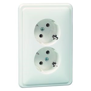 Wandcontactdoos inbouw aarde, 2-v wit