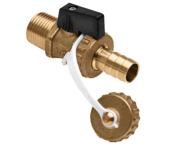 Aftapkraan, kogelmodel 1/2" met knop