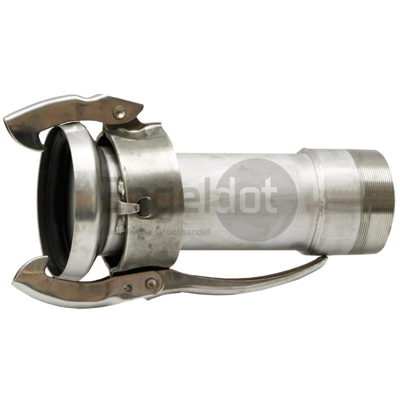 M-deel 4" met buitendraad 4" RVS