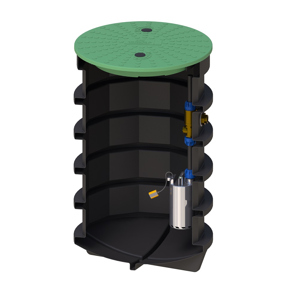 Ondergrondse regenwatertank pompstation
