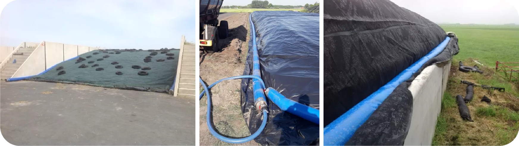 Met de kuilafdekslang van Engeldot kan de kuil snel en eenvoudig afgedekt worden Met de kuilafdekslang van Engeldot kan de kuil snel en eenvoudig afgedekt worden