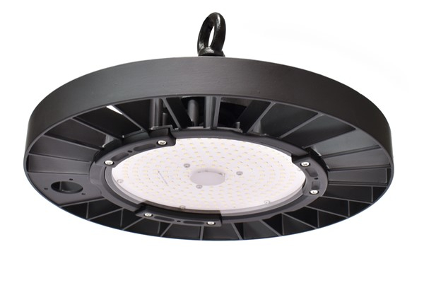 Een zwarte LED lamp op wit achtergrond